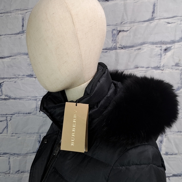 NWT Burberry Abbeydale Winter Jacket Parka Duck Down Blue Fox Fur Hoodie 4 US - Picture 7 of 16